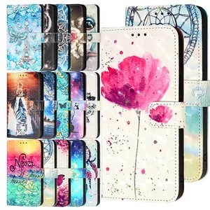 Pattern Leather Flip Wallet Stand Phone Cover for ZTE Blade A53 Pro A76 A56 A36 - Picture 1 of 28