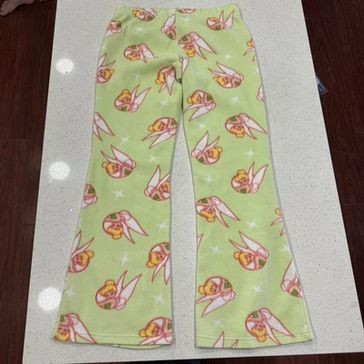 Плюшевые флисовые сапоги Disney Tinkerbell 2000-х годов Y2K расклешенные пижамные брюки рейв - Изображение 1 из 4