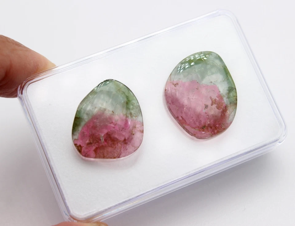 Natürlich Wassermelonen Turmalin Edelstein Freiform glatt geschliffen Scheiben - Bild 1 von 4