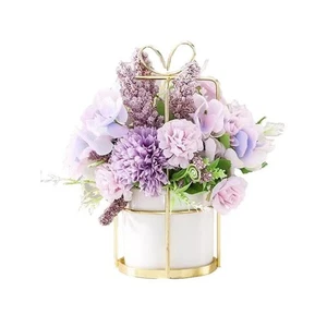 Faux Flowers in Vase Fake Silk Flower Arrangements with Vase Artificial Fake ... - Picture 1 of 7