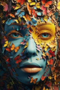 Butterfly Lady Face Wall Art Print 12x18 Canvas Artprint Picture Photo Art - Picture 1 of 1