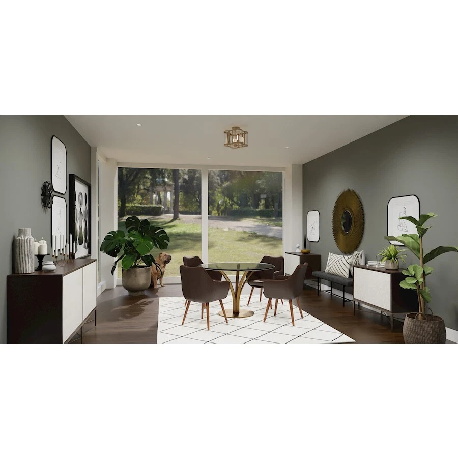 Montaje semi-al ras Quoizel Renee 4 luces, bronce dorado/biselado transparente - QSF6193BGD Foto 1 de 1