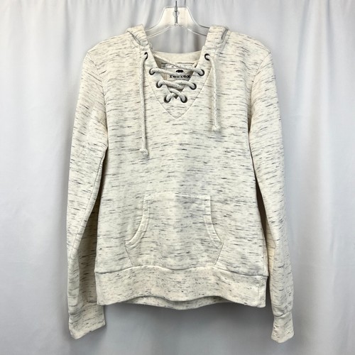 OFF WHITE Felpa con cappuccio pullover Reflex donna grigio avorio manica lunga tasche canguro taglia M