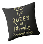 Black Gold Queen of Everything Crown Bougie Throw Pillow Cover Covers Artisan