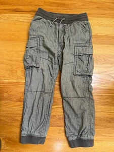 Gap Kids Boy Gray Cargo Pants 8 9 Lined In Jersey Herringbone Cozy Soft Pull On - Picture 1 of 6