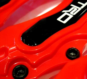 4x Brake Caliper Covers Front Rear left right tuning sport sticker Spoiler Red - Picture 1 of 6