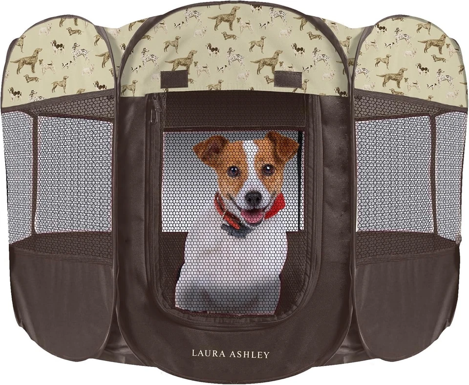 Laura Ashley Portable Folding Pop Up Dog Playpen Waterproof  29"x29"x17" - Image 1 of 1