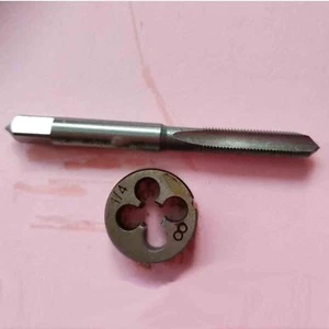 1 Satz 1/4" 0,25 Zoll American Standard Gewinde HSS Maschine Stecker Gewindebohrer Schneideisen Werkzeug - Bild 1 von 2