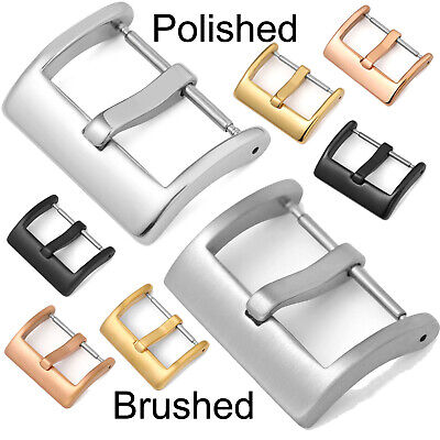 Brushed Matte Stainless Steel Watch Band Strap Buckle 16-22mm Polished Pin Clasp • 4.80€