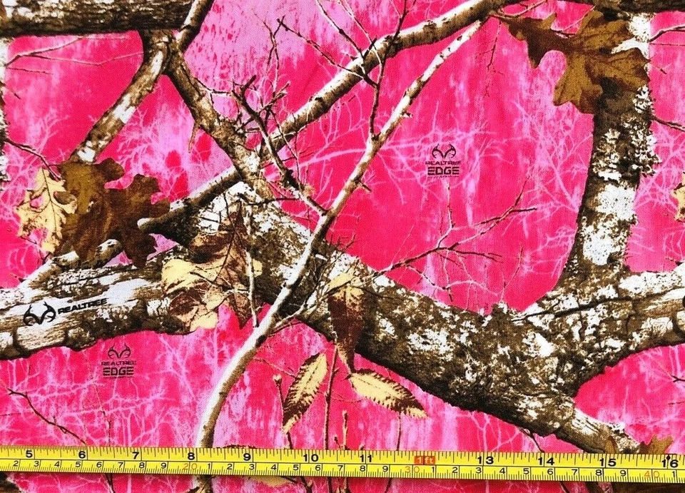 Tina Scrap PINK CAMO Camouflage Real Tree Hunting Fabric 9"x21" COTTON - Image 1 of 1