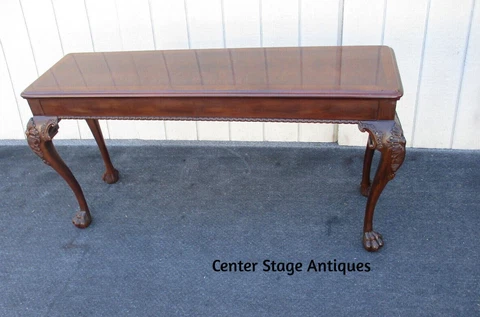 63566   Banded Mahogany Henredon Library Sofa Table Console Stand Cover