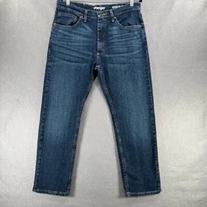 Wrangler Jeans Mens Size 34x30 Regular Fit Flex Dark Blue Wash Denim Stretch - Picture 1 of 13