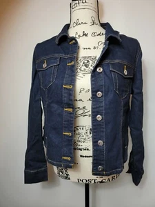 Du Jour Denim Jacket with Ruffle Back Detail - Deep Indigo Wash - Size 6 - Picture 1 of 9