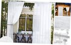  2 Panels White Outdoor Sheer Curtain Rod Pocket Semi-Transparent Linen 
