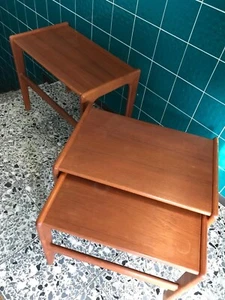Set 3 Tische Vintage 60er Jahre Teakholz Nest of Tables Satztische Dänemark - Bild 1 von 5