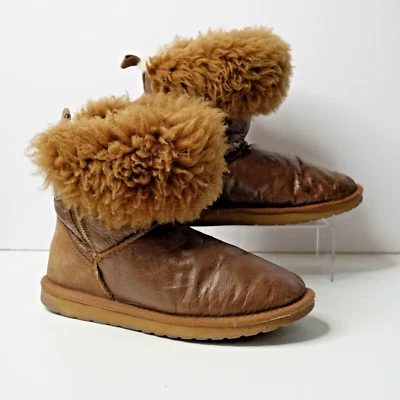 EMU Australia Teddy Wurren Furry Boots Womens 9 Mens 8 Brown Sheepskin Slippers - Image 1 of 4