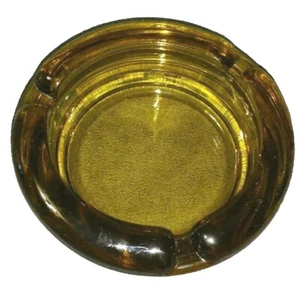 VINTAGE AMBER GLASS CIGARETTE ASHTRAY 4.25" - Picture 1 of 6