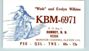 "Wink" and Evelyn Wilkins KBM-6971 Motorcycle advertising Postcard  - Picture 1 of 2