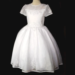New Girl 1st Holy Communion Christening  Wedding Easter Formal White Dress  - Picture 1 of 3