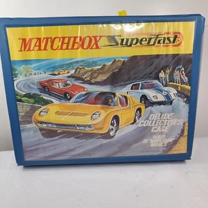 Vintage Matchbox Superfast Deluxe Collectors Carry Case 1970 blue w/ holders - Picture 1 of 14