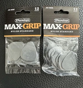 24 Dunlop Max-Grip Nylon Guitar Picks - Two 12-Packs, .60mm Non-Slip Control - Picture 1 of 3