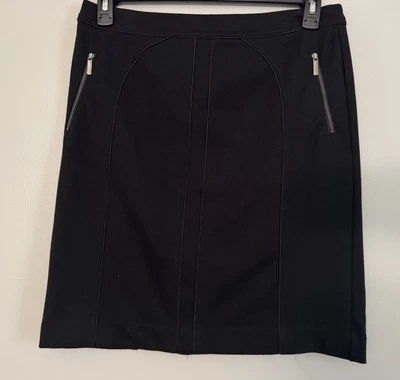 Falda Lápiz Adrienne Vittadini Negra Línea A Bolsillos con Cremallera Talla L Oficina Preppy Foto 1 de 4