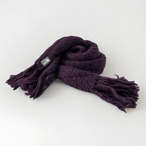 North Face Scarf Cable Knit Winter Fringe Dark Purple Long - Picture 1 of 6
