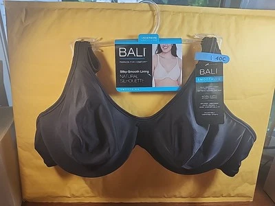 Bali Women's Natural Silhouette Smoothing Underwire Bra, Black, 40C - Image 1 of 4