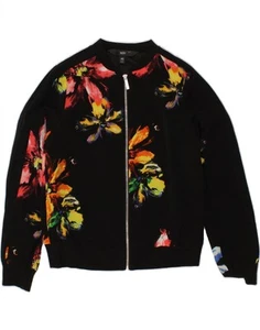 MOSSIMO Womens Bomber Jacket UK 6 XS Black Floral Polyester CC74 - Picture 1 of 3