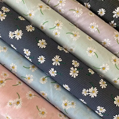 POLYCOTTON FABRIC - DOTTY DAISY - 44"/112cm by the Metre - Craft, Dressmaking - image 1 of 4