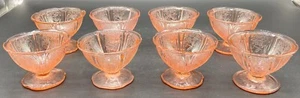 (8) 2.75" SHERBERT ROUND, FOOTED, JEANETTE CHERRY BLOSSOM DEPRESSION - Picture 1 of 5