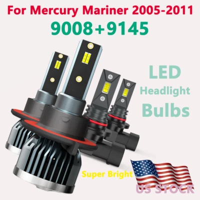 Kit combinado de 4 bombillas H13+9145 para faros LED + luz antiniebla para Mercury Mariner 2005-2011 Foto 1 de 4