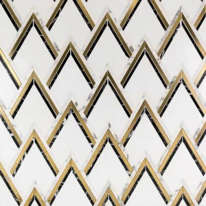 Ivy Hill Tile Marble Tile 16.92"X13.20" Ogee Black Brass Polished Mosaic Wall - Picture 1 of 7