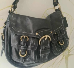 Coach Legacy buckle Flap Shoulder Bag Black Leather - Picture 1 of 17