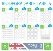 Biodegradable Round Labels, Eco Friendly, Compostable Printer A4 Sticker Sheets