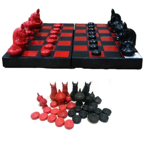 Thai Chess PLasic Board Makruk Vintage Plastic Traditional Game (Red Black) - Picture 1 of 4