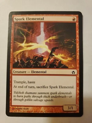 MTG Magic The Gathering Card Spark Elemental Creature Elemental Red Fifth Dawn  - Image 1 of 2