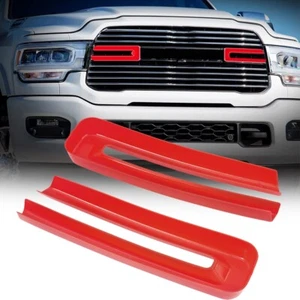 Pair Front Grill Inserts Cover Mesh Trim Cover Red For 2019-2022 Dodge Ram 1500 - Picture 1 of 11