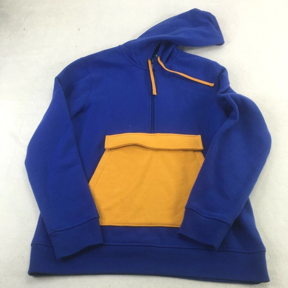 Tek Gear Sweater Mens Medium Blue Yellow Ultra Soft Fleece Hoodie Sweatshirt - Image 1 of 4