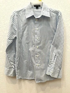 (NEW) Boys Dress Button Shirt Size 8 Plaid Blue/white Long Sleeve - Picture 1 of 3