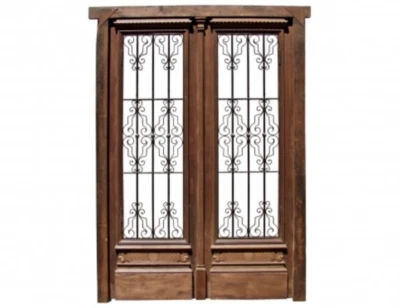 Antiguo inserto de hierro forjado de doble puerta delantera alta. B1137CA Foto 1 de 2