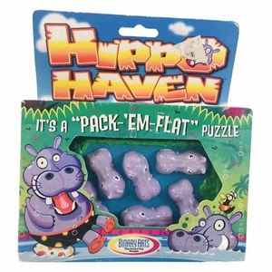 Hippo Haven Binary Arts 1998 Pack Em Flat Puzzle Toy Brain Teaser Ages 8+ EUC - Picture 1 of 13