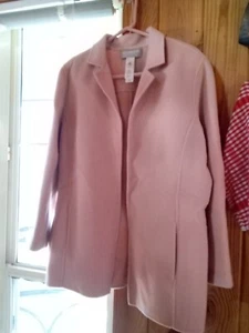 Liz Claiborne Wool Angora Open Front Size 16 Pink Blazer Jacket 24x29 - Picture 1 of 5