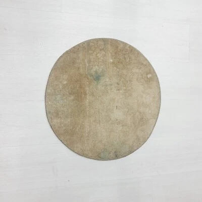 mini vintage round rug , turkish oval carpet , 23 inches - Image 1 of 4