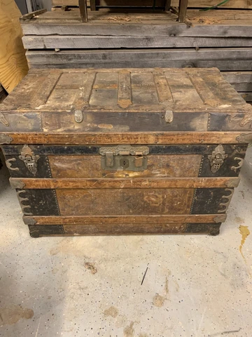 Rare - Late 19th C. John T Barnum Trunk with Original Interior Cover