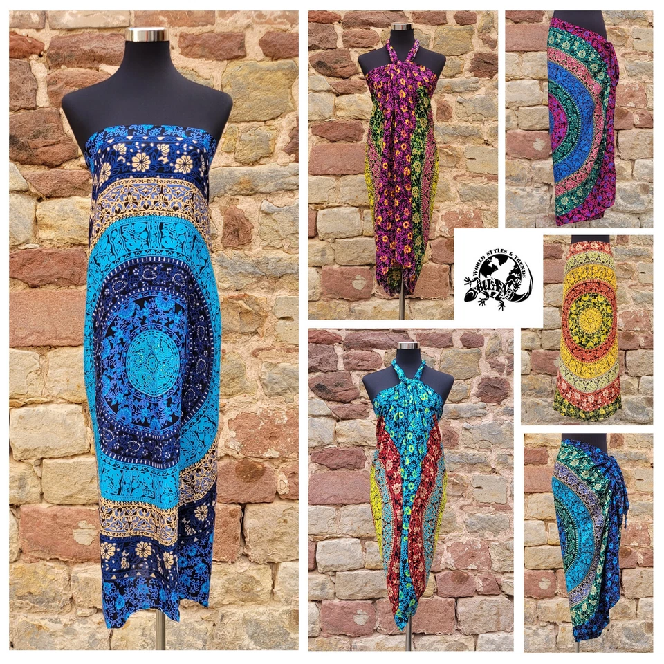 Sarong + Gratis Sarongschnalle Wickeltuch Strandtuch Sari Pareo Lungi / SA 283--