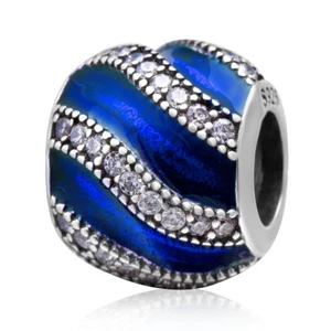 Sterling Silver Charm Bead Royal Blue Translucent Enamel vix4pandora - Picture 1 of 1