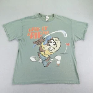 Vintage Tasmanian Devil Shirt Mens XL Green Taz Golf Golfer Grip It Rip It 90s ^ - Picture 1 of 13