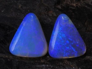 Australian Opal Multi Fire Smooth Fancy Shape Matched Pair 12X10XMM Handmade - Picture 1 of 14