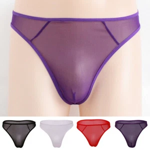 Mens T-back Briefs Underwear Thong G-string Panties Mesh See-through Sexy Pouc ♢ - Bild 1 von 28